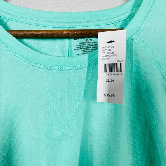 NEW! Lane Bryant Livi Activewear Henley Crop Tee Cuffed Mint Green - 22/24 - Picture 4 of 5